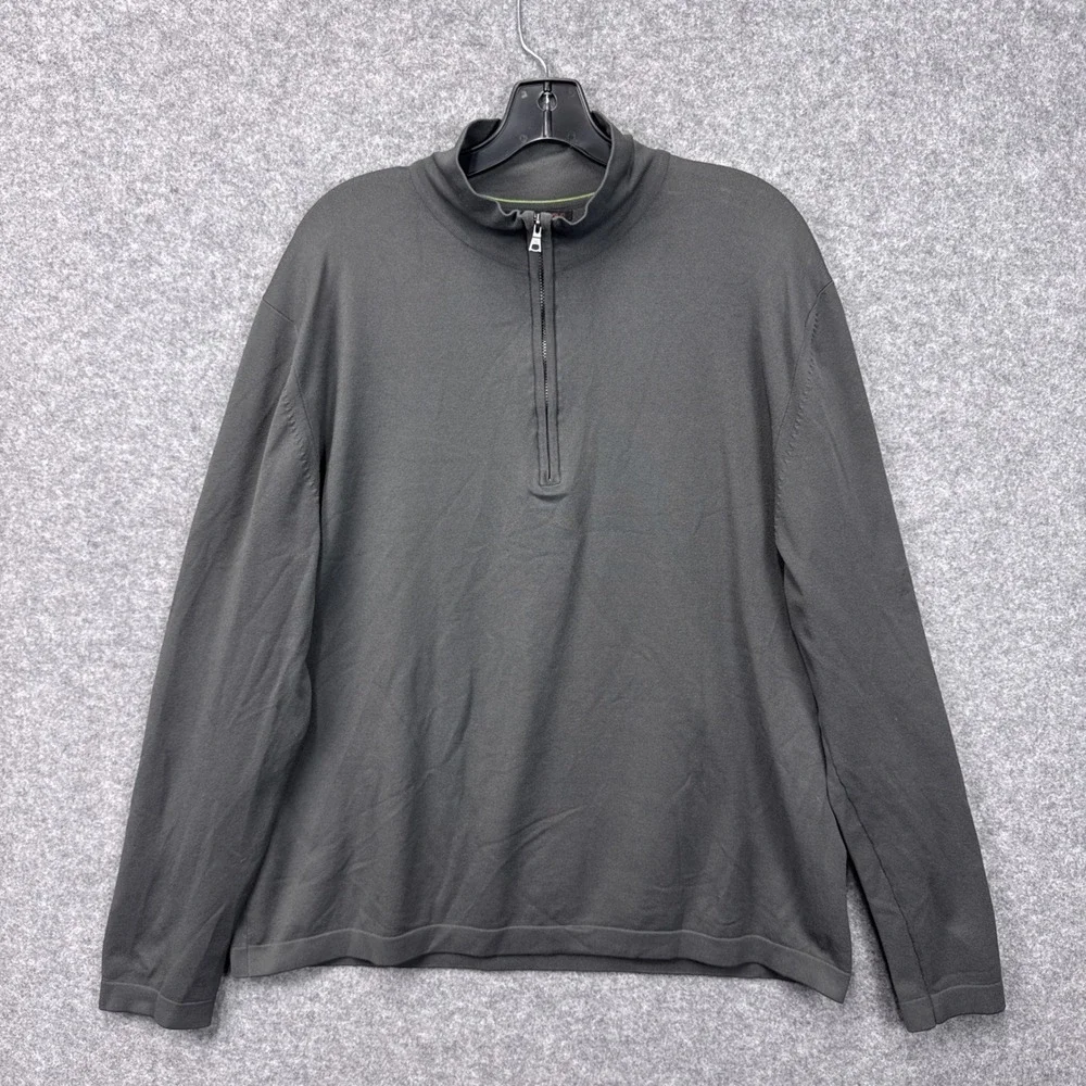 Banana Republic Quarter Zip Sweater XL Dark Gray Olefin Nylon Mock Neck Pullover
